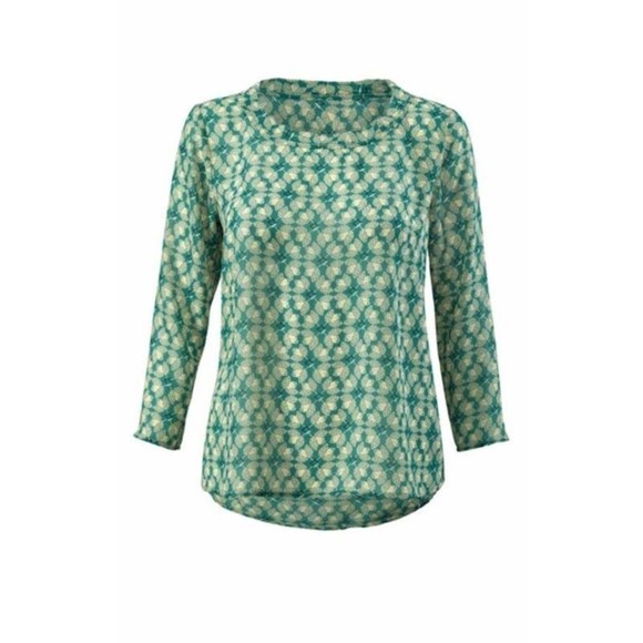 Cabi Jade Top Size Medium Boat Neck 3/4 Sleeve Blouse Green Leaf Print - Picture 1 of 7